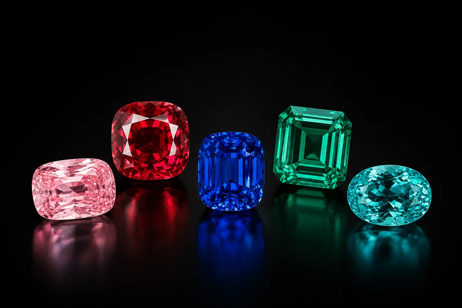 Padparadscha, ruby, sapphire, emerald and Paraíba tourmaline from the curated NOBILITH collection